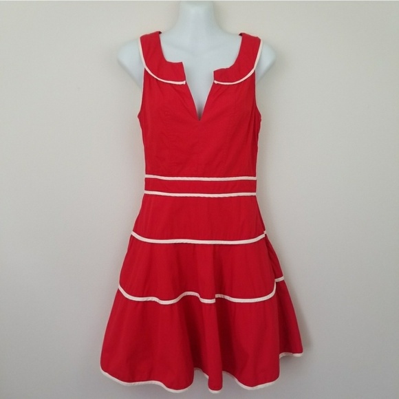eShakti | Red/White Fit & Flare Pin-Up Dress XS - Picture 1 of 6